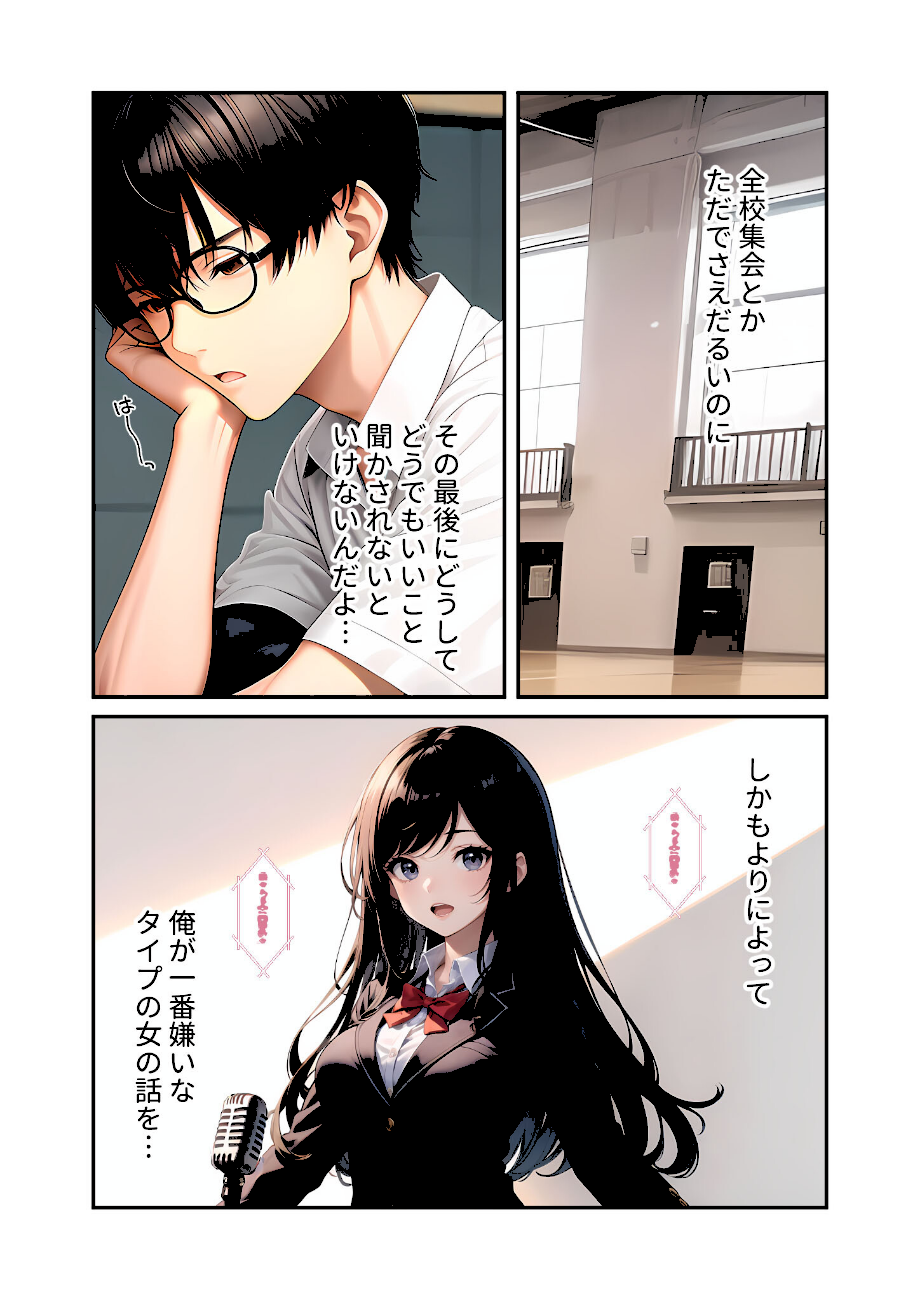 陰キャの僕、透視の力を手に入れる。第十四話 〜男嫌いな会長サマの無様な全校集会〜 モザイク版  エロ画像5